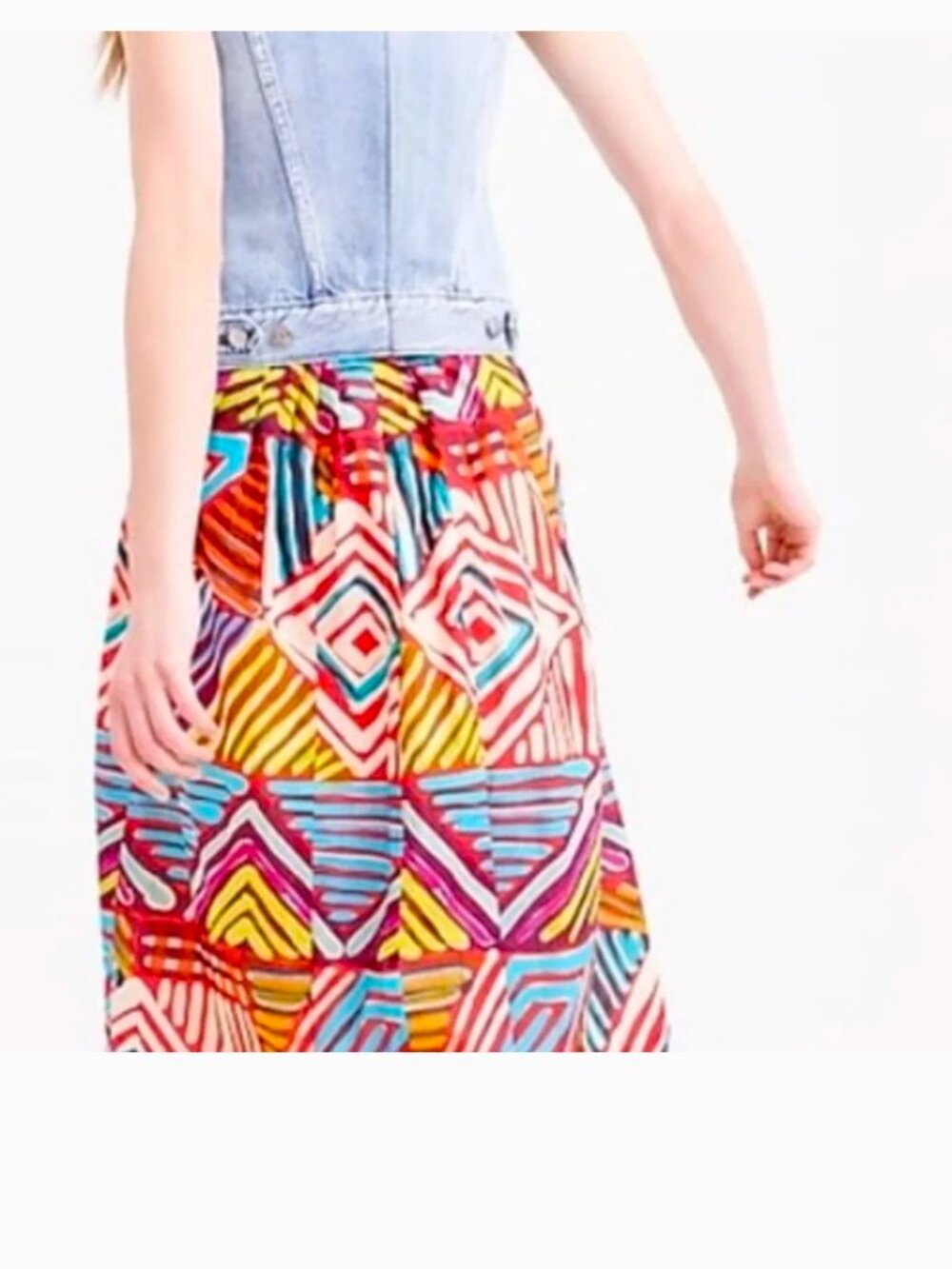 J.Crew bold geometric print cotton midi skirt - Picture 2 of 7